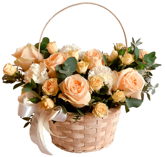 Букеты в корзине